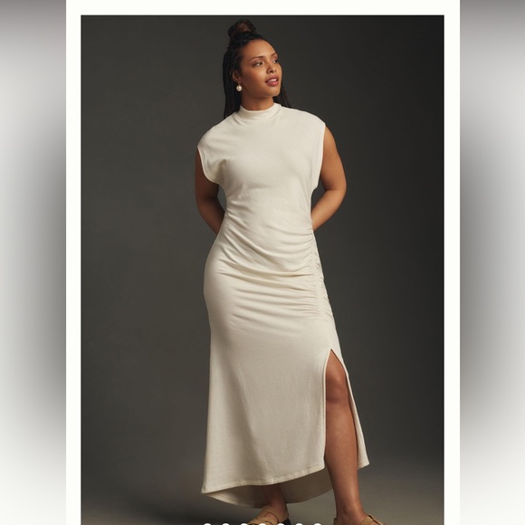 Anthropologie Dresses & Skirts - Daily Practice by Anthropologie Mock-Neck Ruched Midi Dress Size MP